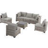 7-Piece Outdoor Wicker Sectional Sofa Set with Glass Table