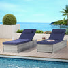 Rattan Chaise Lounge Set of 2 with Side Table