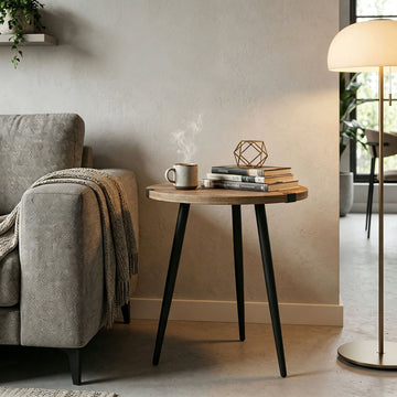 23.6-Inch Round Coffee Table, Mid-Century Modern Accent Table