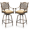 Cast Aluminum Swivel Bar Stools, Grid Back (Set of 2)