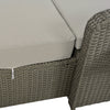 Wicker Double Chaise Lounge — two-person reclining wicker loungers with cushions and middle table
