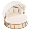Outdoor Wicker Daybed with Adjustable Backrest, Cushions and Canopy