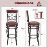 Swivel Bar Stools with Padded Leather Seat, Set of 2 - Brown