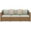 Rattan Wicker 3 Seater Patio Couch With Cushions, 2 Throw Pillows, Outdoor Furniture Rattan Sofa, Light Gray