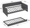 Twin Daybed With Trundle CharcoalGray Uphol stered Finish-1
