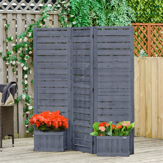 3-Panel Hinged Privacy Screen with Corner Planters