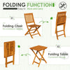 3-Piece Folding Bistro Set with Cushions, Acacia Wood