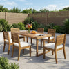Acacia Wood 7-Piece Dining Set with Cushions, Teak Finish