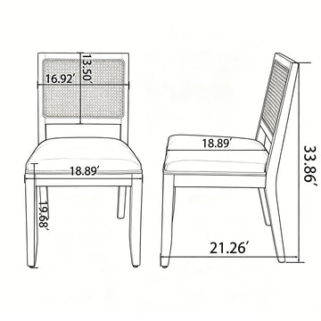 Cane-Back Rattan Dining Chairs, Set of 2 — Grey