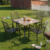 5-Piece Square Patio Dining Set with 37.8-Inch Wood-Grain Table and 4