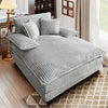 Cream Gray Oversized Chaise Lounge with Adjustable Backrest
