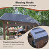 ！@13' X 6.5' Modern Wooden Pergola Grill Gazebo Metal Roof LED Bulbs Bar Counters Outdoor BBQ Pavilion Patio Outdoor Furniture