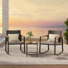 Outdoor Rocking Bistro Set With Cushions And Glass Table