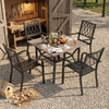 5-Piece Square Patio Dining Set with 37.8-Inch Wood-Grain Table and 4