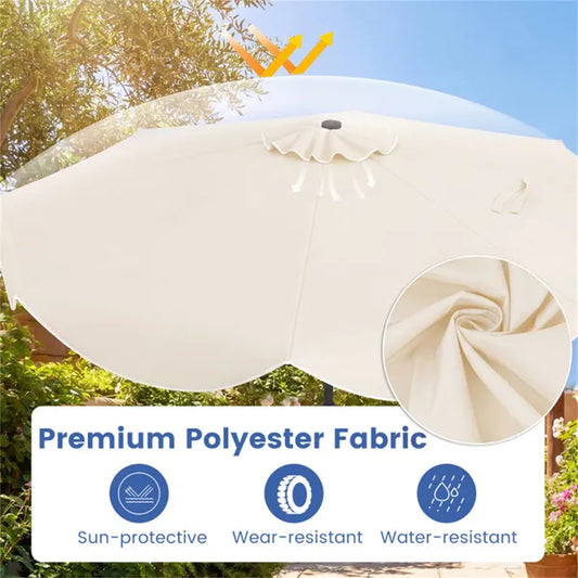 10 Ft Solar Powered Patio Umbrella with 24 LED Lights