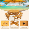 Fir Wood Round Picnic Table with Benches — Seats 8