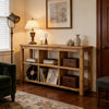 Long Solid Wood Console Table with Adjustable Shelves