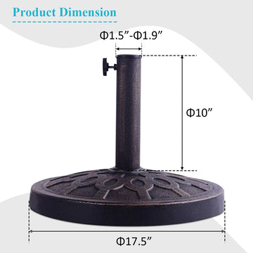 Heavy-Duty Bronze Market Umbrella Base — 30 lbs