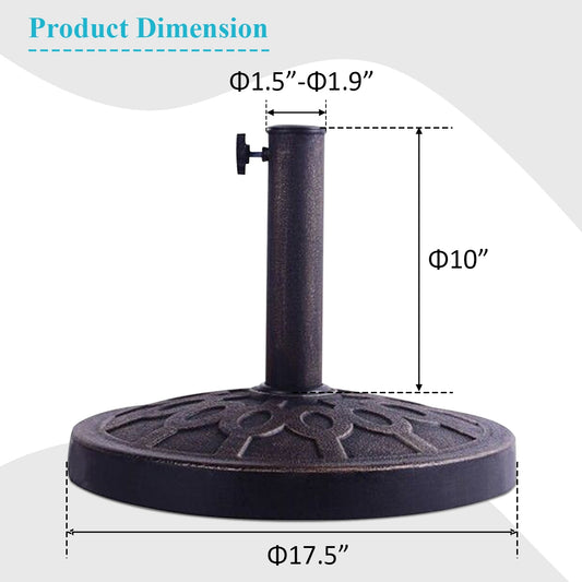 Heavy-Duty Bronze Market Umbrella Base — 30 lbs