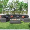 8-Piece Outdoor Wicker Sectional Sofa Set, Gray with Cushions