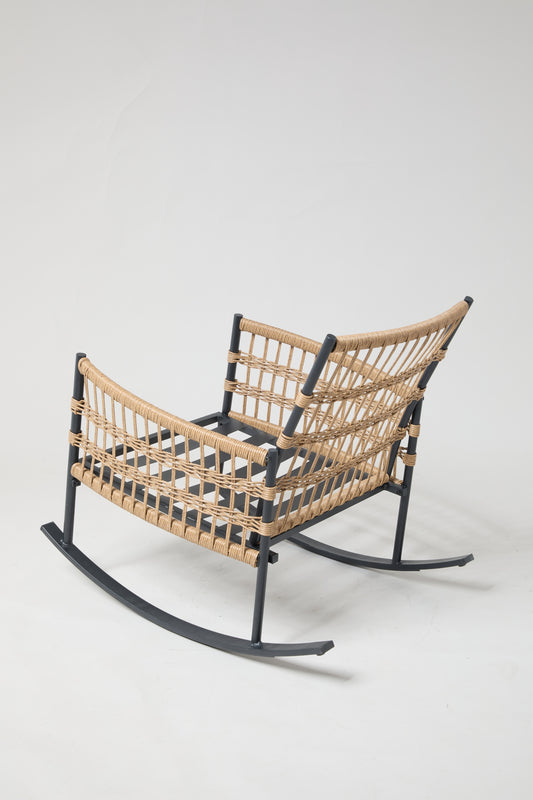 3-Piece Patio Rocking Chair Set with Resin Wicker & Bistro Table