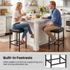 Set of 2 Black Backless Saddle Bar Stools with Footrest