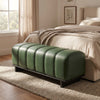 Channel-Tufted Dining Bench in Green PU