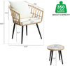 Three Piece Patio Bistro Set Outdoor Wicker Beige Rattan Table And Chairs For Balcony