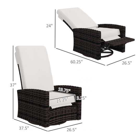 Wicker Swivel Recliner — 360° Rotating