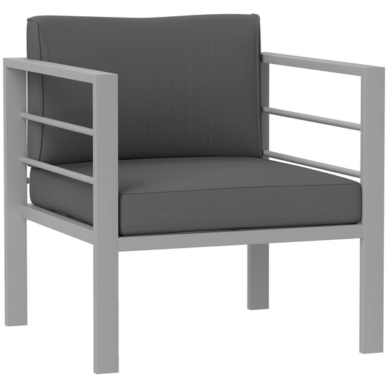 All-Weather Garden Single Sofa — Metal Frame, Charcoal Grey Cushions