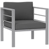 All-Weather Garden Single Sofa — Metal Frame, Charcoal Grey Cushions