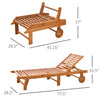 Folding Acacia Chaise Lounge with Wheels