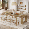 Oak 86 Inch Long Narrow Dining Table With Pedestal Base-2