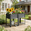 Elevated Steel Raised Garden Bed with Storage Shelf