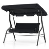 Three-Seat Canopy Porch Swing with Cushions, Black Steel