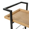 Industrial Rolling Bar Cart with Wood Shelves