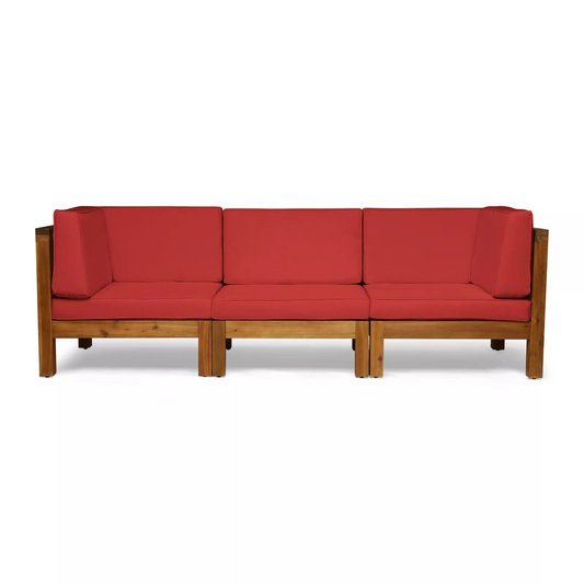 X-Back 3-Seater Outdoor Sectional Sofa Set, Red
