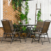 5-Piece Patio Dining Set with Foldable Chairs and Glass-Top Table