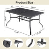 Powder-Coated Steel Outdoor Dining Table — Seats 6, Umbrella Hole, Black
