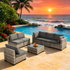 7-Piece Modular Wicker Sectional Set with Glass Table
