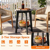 2-Tier Eucalyptus Wood Outdoor Side Table, Black