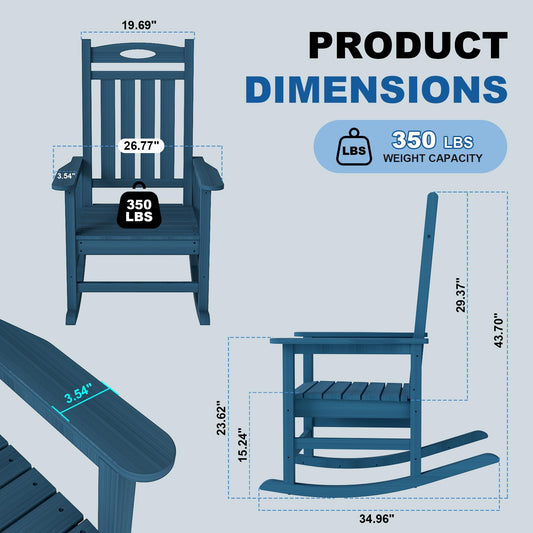 HDPE Outdoor Rocking Chair, Set of 2 — Dark Blue