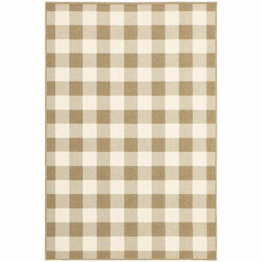 Geometric Indoor/Outdoor Area Rug — Gray & Ivory