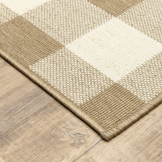 9' x 13' Gray and Ivory Geometric Indoor/Outdoor Area Rug