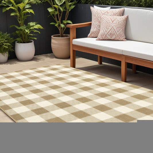 Geometric Indoor/Outdoor Area Rug — Gray & Ivory