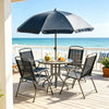 Black & Coffee 6-Piece Patio Dining Set for 4 with Umbrella