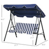 3-Seat Outdoor Porch Swing with Adjustable Canopy
