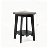 2-Tier Eucalyptus Wood Outdoor Side Table, Black