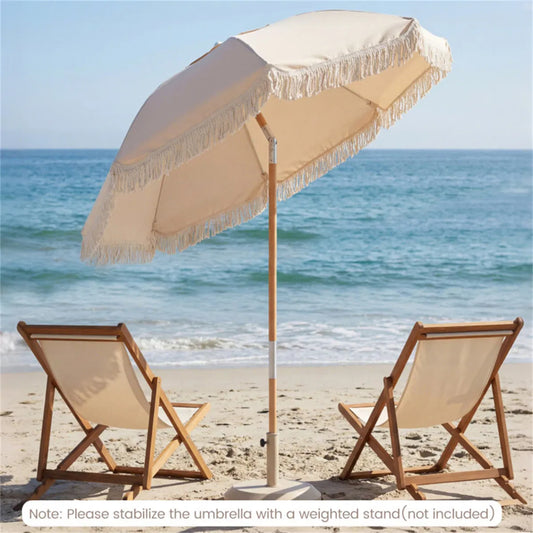 6 Ft Boho Patio Umbrella with Tassels