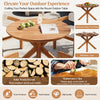 5-Piece Round Acacia Wood Outdoor Dining Set with 4 Armchairs